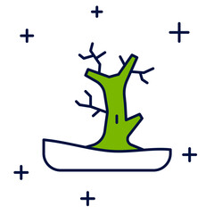 Filled outline Bare tree icon isolated on white background. Vector