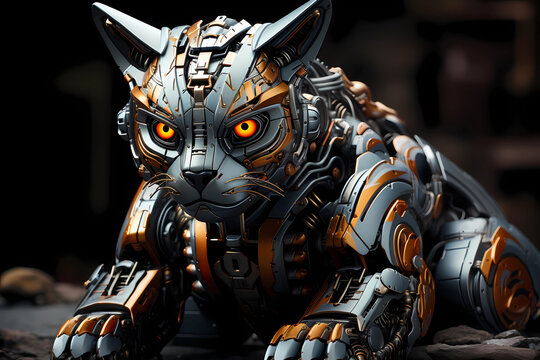 Electronic Cat that comes in metal, Generative AI