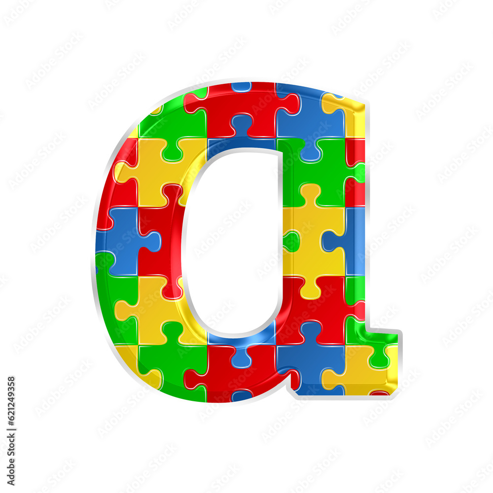 Fototapete colorful puzzle alphabet letter a, isolated on transparent background, lowercase. this is a part of 