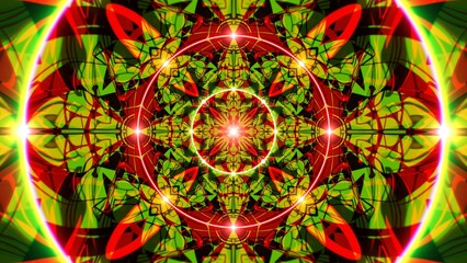 Glowing Red and Green Lights Modern Geometric Pattern Art