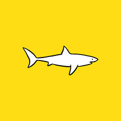 Great white shark, side view. hand-drawn. - Vector