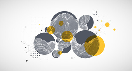 Trendy abstract wireframe background. Modern science or technology art elements. Surface illustration.