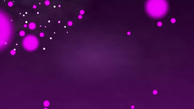 Violet particles float freely on a dark background. Seamless animation for presentations, titles or screensaver