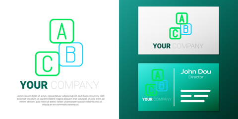 Line ABC blocks icon isolated on white background. Alphabet cubes with letters A,B,C. Colorful outline concept. Vector