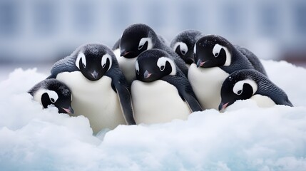 Group of penguins huddled together Generative AI