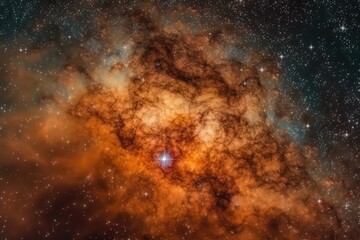 giant star shining brightly in a dark night sky. Generative AI