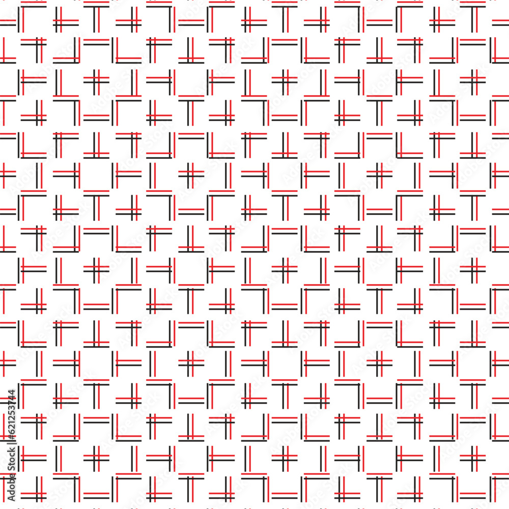 Poster abstract seamless geometric red black line pattern.