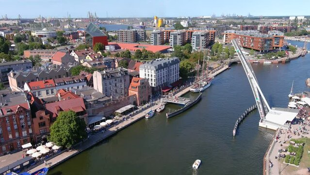 fly over gdansk and motlawa river
