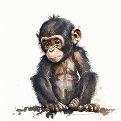 Fototapeta premium A painting of a monkey sitting on the ground created with Generative AI technology