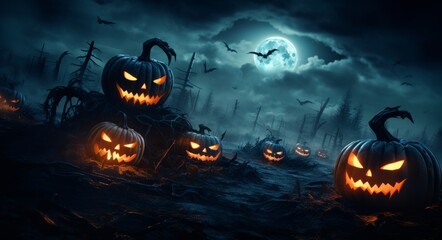 Halloween wallpaper with evil pumpkins