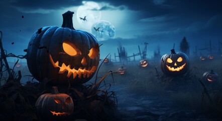 Halloween wallpaper with evil pumpkins