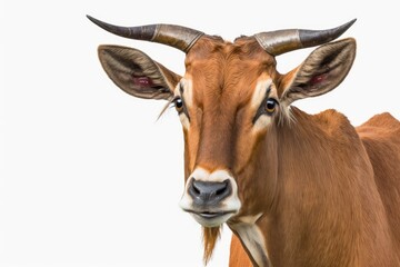 close up of a horned brown cow. Generative AI
