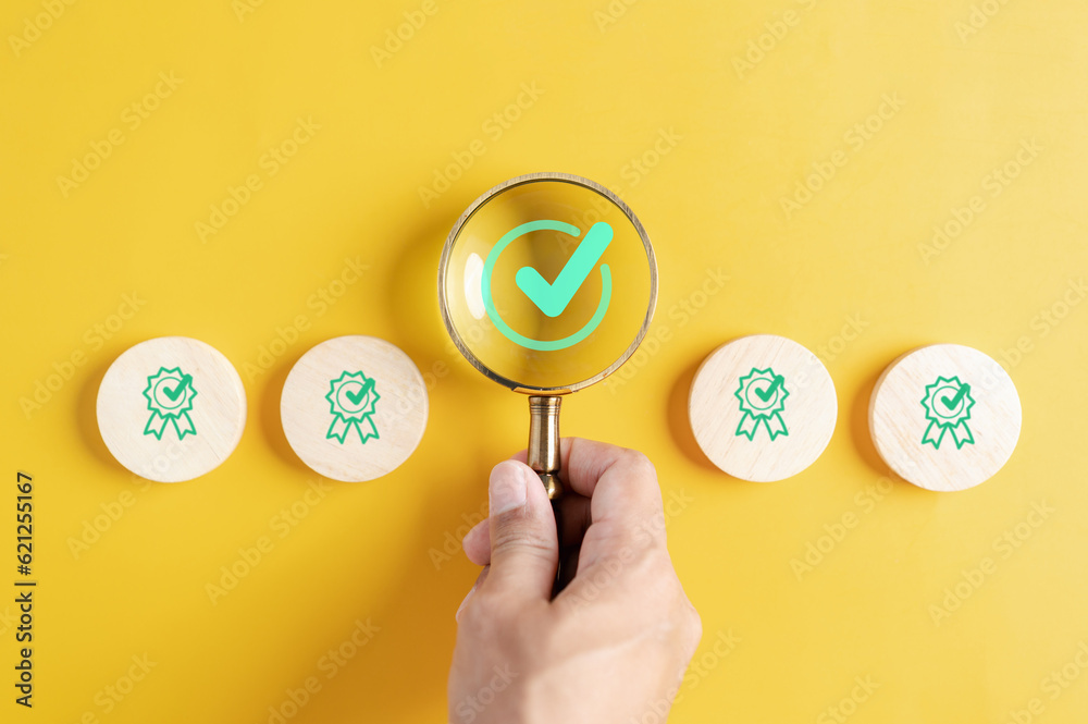 Poster checklist business target marketing quality management with quality iso guarantee assurance and impr