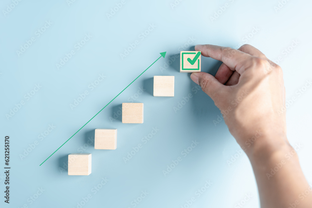 Poster checklist business target marketing quality management with quality iso guarantee assurance and impr