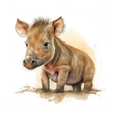 A painting of a baby boar standing up created with Generative AI technology