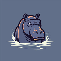 Hippo mascot logo design with a vector illustration of a hippopotamus head.