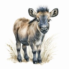 A painting of a baby goat standing in a field created with Generative AI technology