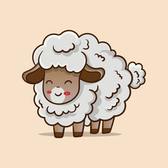 Animal sheep cartoon character design. Suitable for Ramadan, Eid al fitr and Eid al Adha decoration.