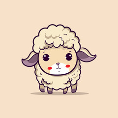cute funny sheep on beige background Coloring Page Outline of cartoon sheep or lamb. Farm animals