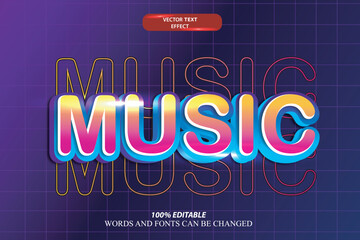 festive music party vector text effect with trendy blue glow color for music party