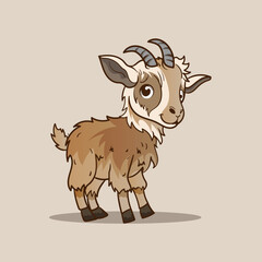 Obraz na płótnie Canvas Cute Goat and Sheep Cartoon Mascot Character Illustration Isolated on white