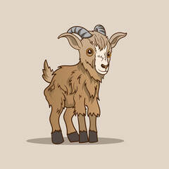 Cute Goat and Sheep Cartoon Mascot Character Illustration Isolated on white