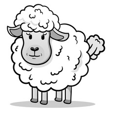 Coloring Page Outline of cartoon sheep or lamb. Farm animals. Coloring book for kids..black outline hand-drawn cartoon sheep on a white background.