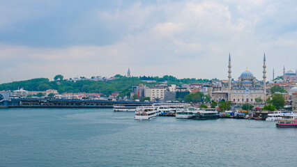 Istanbul golden horn, ships and Istanbul view