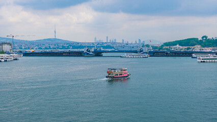 Istanbul golden horn, ships and Istanbul view