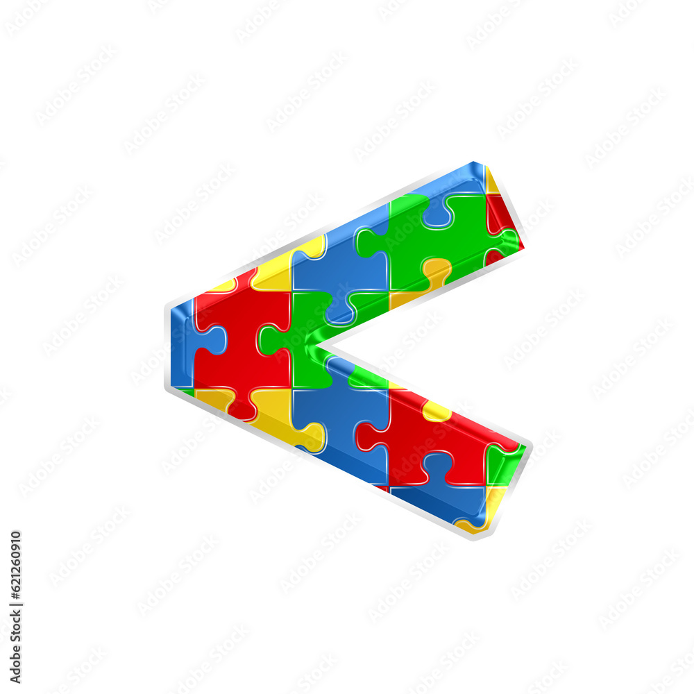 Fototapete colorful puzzle less than symbol isolated on transparent background. this is a part of a set which a
