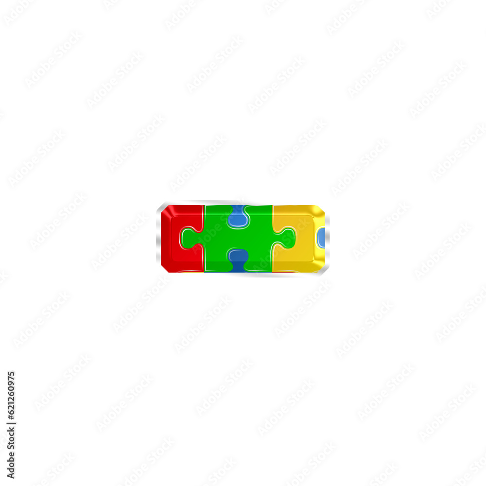 Fototapete colorful puzzle minus sign symbol isolated on transparent background. this is a part of a set which 