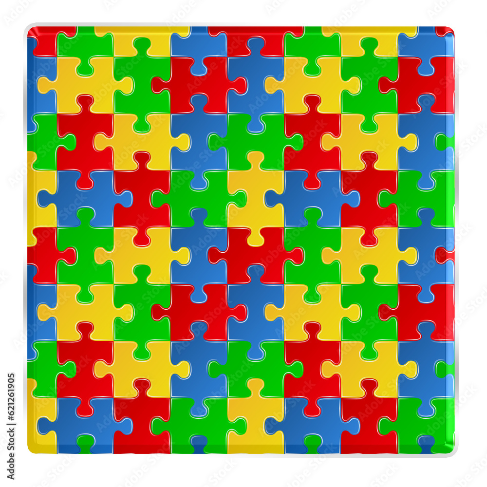 Fototapete colorful puzzle square rectangle shape isolated on transparent background. this is a part of a set w