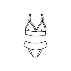 Lingerie hand drawn vector illustration. Women's underwear doodle element. Female clothing. Black outline on a white background. Vector