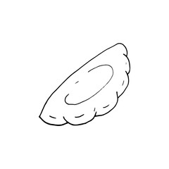 Hand-drawn bun, bakery element, isolated vector illustration on white background