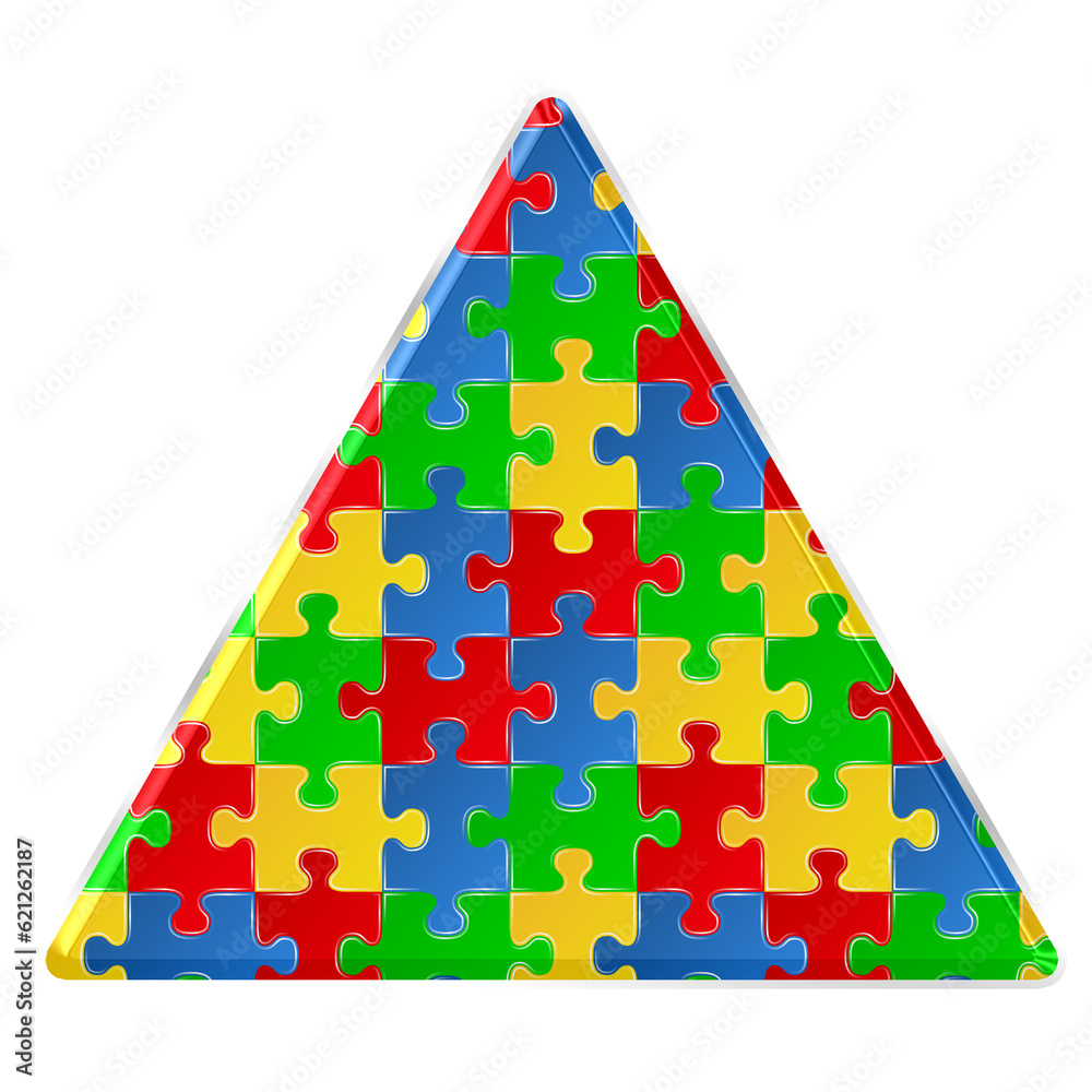 Fototapete colorful puzzle triangle shape isolated on transparent background. this is a part of a set which als