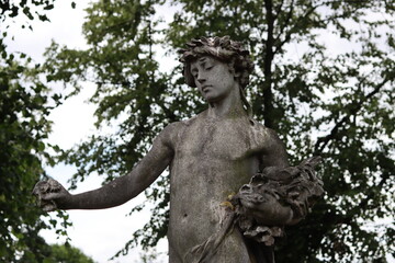 Brompton cemetery in London UK. Picturesque old cemetery in summer day.  