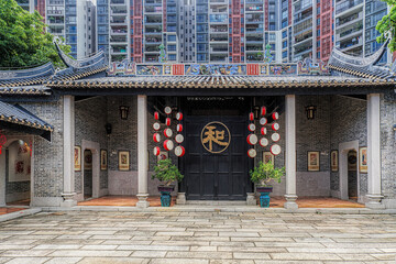 Foshan city, Guangdong, China. He Yuan (He Garden),  based in Beijiao, Shunde. Typical Lingnan style Garden. Taihe academy inner yard. 