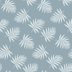 Tropical seamless pattern with blue palm branches. Pattern for textiles, wrapping paper, wallpapers, covers, backgrounds