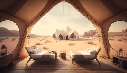 Fototapeta na wymiar High resolution image desert resort luxury tent