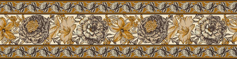 Beautiful traditional baroque border illustration for digital printing frames and textile materials