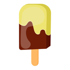 Ice cream on a stick chocolate and mango
