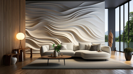 Generative ai illustration of a Minimalist interior design of modern living room