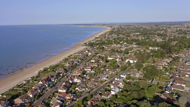 Aldwick Avenue and Aldwick a parish village to the east of Bognor Regis in West Sussex, Aerial video