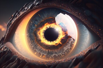 Human eye transpiring the universe, Generative AI