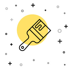 Black line Paint brush icon isolated on white background. Random dynamic shapes. Vector