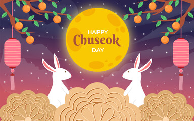 Obraz na płótnie Canvas Happy Chuseok Day with Jade Rabbit