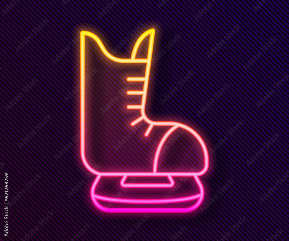 Canvas Prints glowing neon line skates icon isolated on black background. ice skate shoes icon. sport boots with b