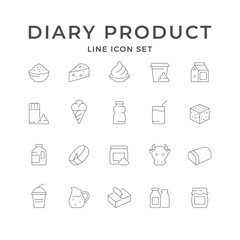 Set line icons of diary product