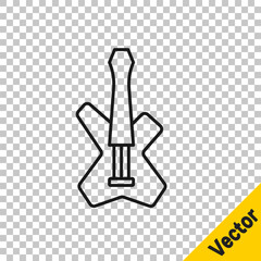 Black line Electric bass guitar icon isolated on transparent background. Vector