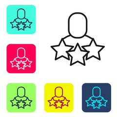 Black line Productive human icon isolated on white background. Idea work, success, productivity, vision and efficiency concept. Set icons in color square buttons. Vector